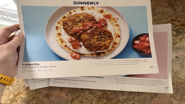 Dinnerly falafel pita recipe card