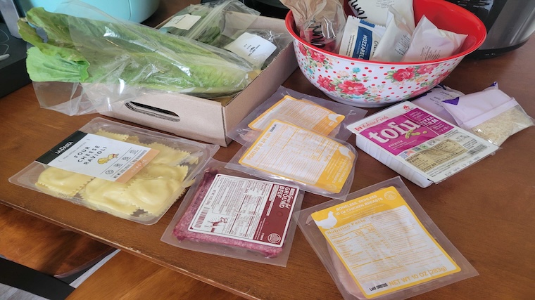 A full haul of ingredients from our tester's Dinnery order