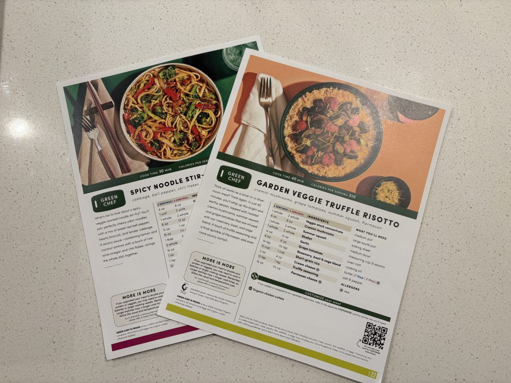 green chef recipe cards