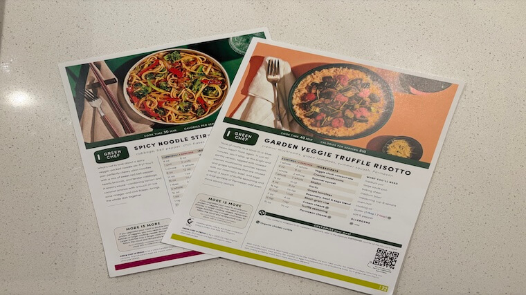 Green Chef recipe cards