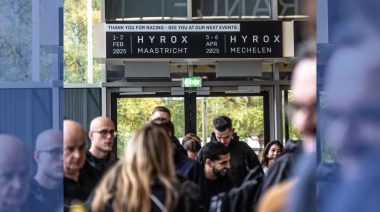 HYROX signs above a crowd