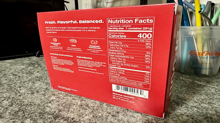 Splendid Spoon's well-detailed nutritional information for an individual dish