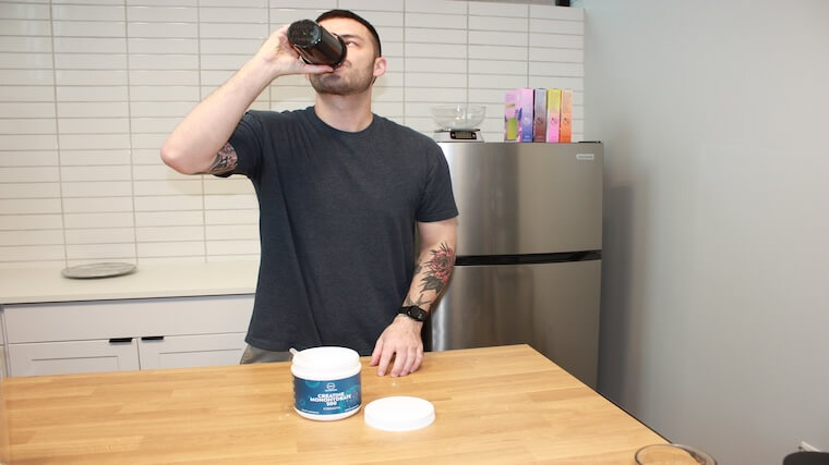 Our tester drinking a serving of MRM Nutrition Creatine