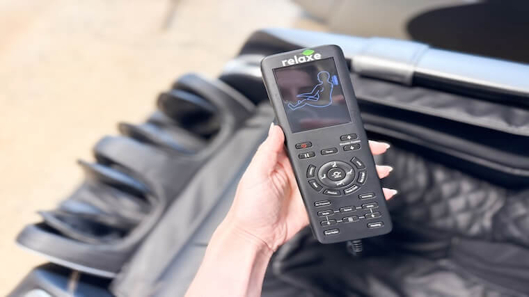 The remote control system featured on the Relaxe Zero-Gravity Shiatsu Massage Chair