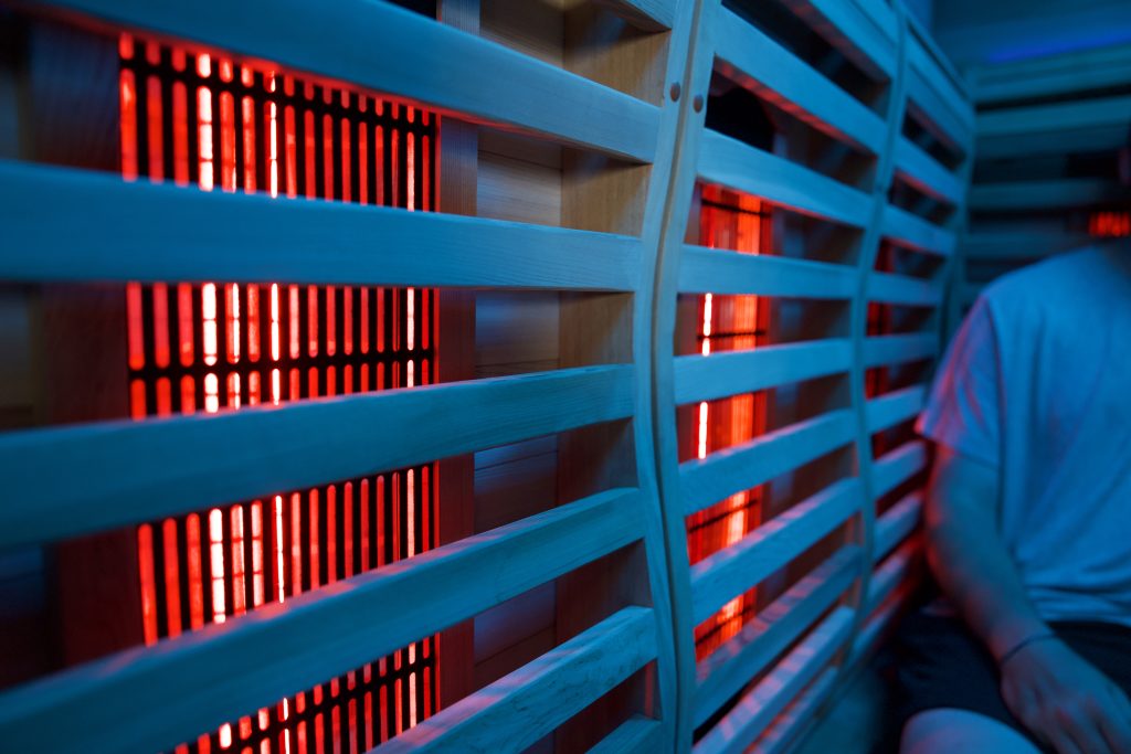 Heaters in the bench of Sun Home Luminar 5-Person Sauna