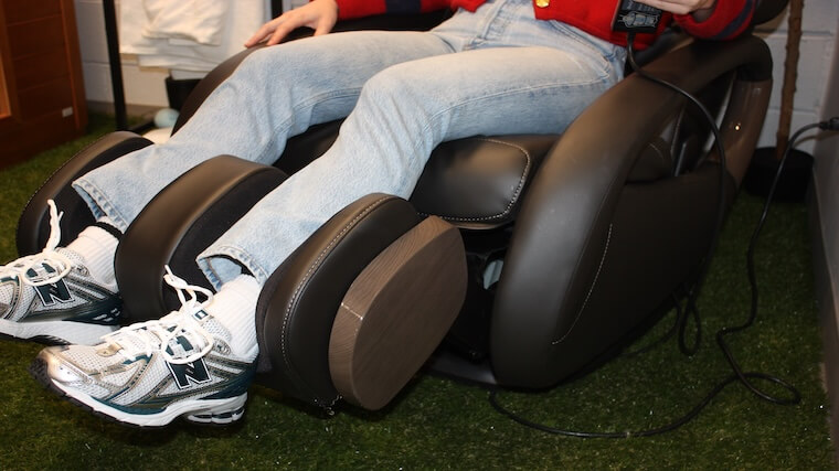 The Human Touch WholeBody 8.0 massage chair's calf massage unit