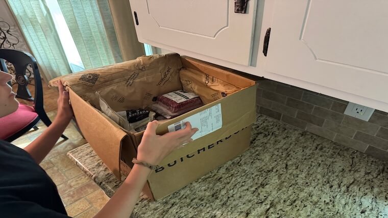 Our tester with their latest ButcherBox order