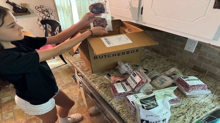 Our tester unboxing their ButcherBox order