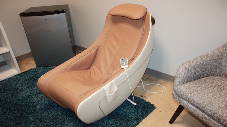 The Synca Wellness CirC Massage Chair sitting in our testing area