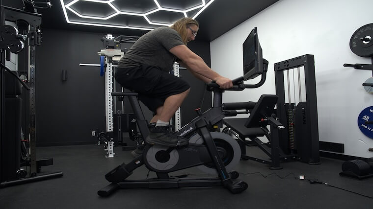Our tester training on the NordicTrack X24 Bike