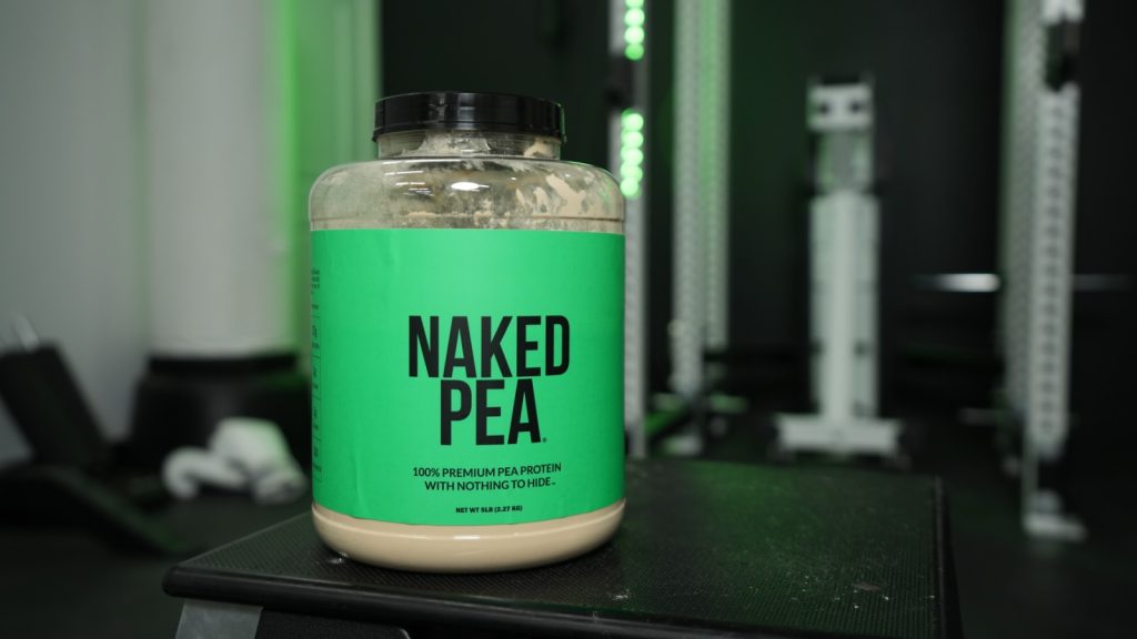 Front label of a container of Naked Pea Protein Isolate
