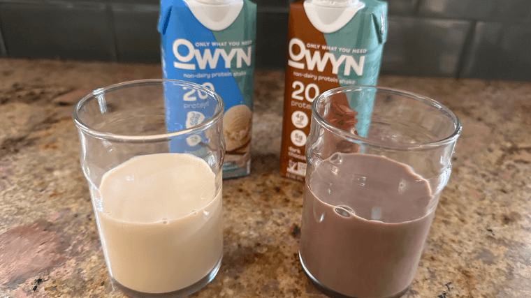 OWYN Protein Shakes in glasses