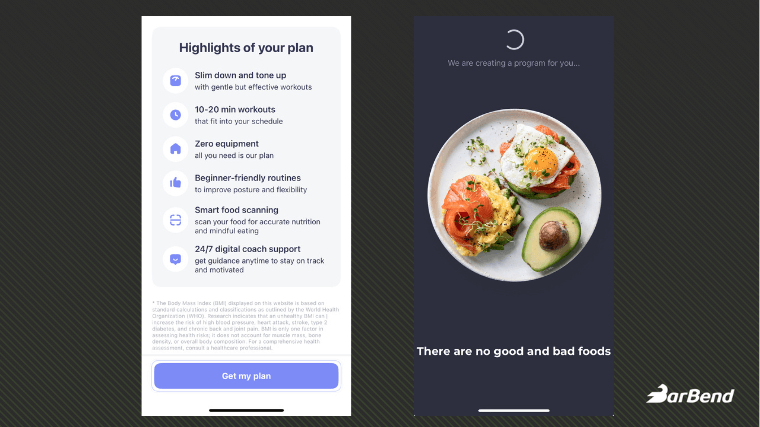 Screenshots from the Simple App user interface during programming building