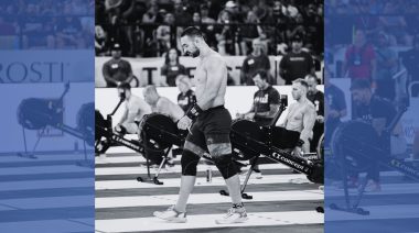 Black-and-white photo of Lazar Ðukić at the CrossFit Games